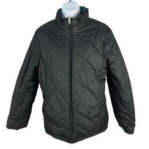 Faded Glory Reversible Quilted Jacket M 8-10 Black & Teal Polyester Womens